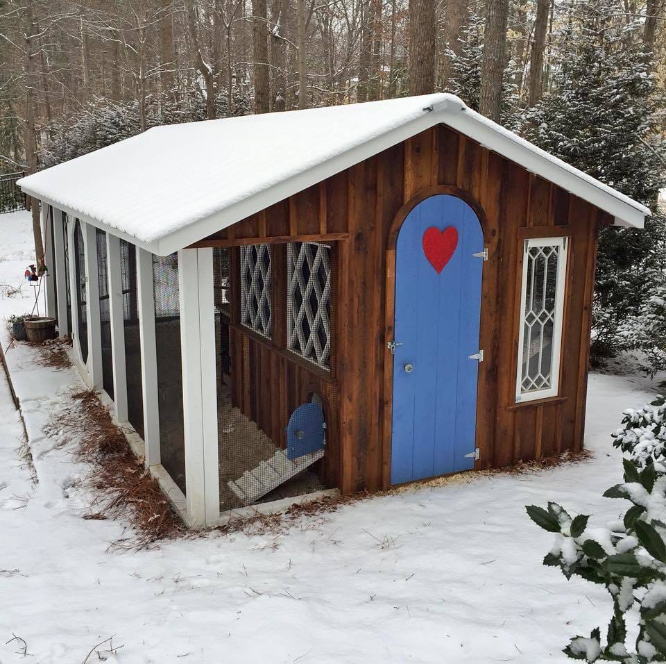 Custom chicken coop made with reclaimed barn wood in Raleigh, NC